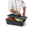 Idomy 3-Pack 13 L Black Commercial Bus Tub, Plastic Bus Box with Lids-4