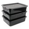 Kekow Plastic Bus Box with Lid, Commercial Bus Tubs with Handle, 3-Pack, Black-6