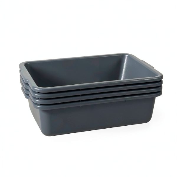 4-Pack 32 L Large Commercial Bus Tubs Niceshoes.you Gray Plastic Box-6