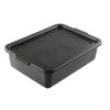 Idomy 3-Pack 13 L Black Commercial Bus Tub, Plastic Bus Box with Lids-1