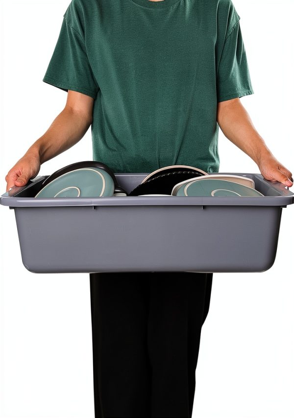 Jekiyo 4 Packs 32 L Commercial Bus Tubs, Large Food Grade Meat Tubs, Grey Restaurant Bus Pans-5