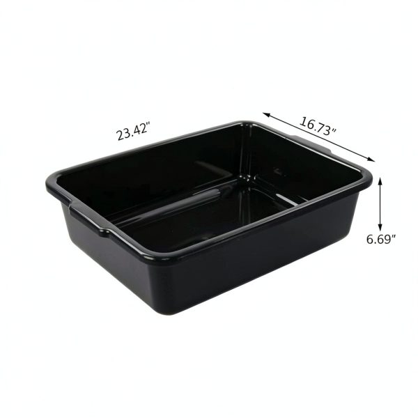 Morcte 4-Pack Plastic Large Commercial Bus Box, 32 L Black Bus Tubs-1