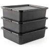 13 L Plastic Commercial Bus Tubs with Lid – Gainhope 3‑Pack Black-0