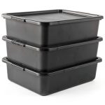 13 L Plastic Commercial Bus Tubs with Lid – Gainhope 3‑Pack Black-0