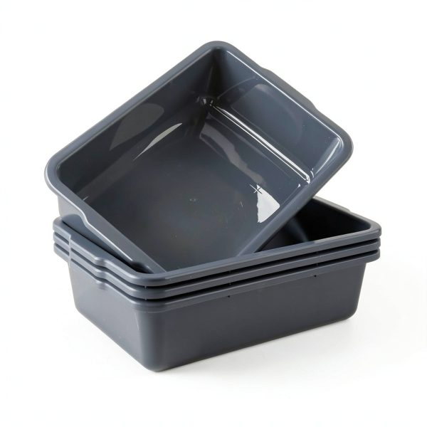 4-Pack 32 L Large Commercial Bus Tubs Niceshoes.you Gray Plastic Box-0