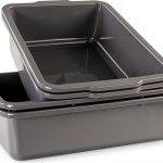 Jekiyo 4 Packs 32 L Commercial Bus Tubs, Large Food Grade Meat Tubs, Grey Restaurant Bus Pans-0