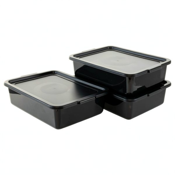 13 L Plastic Commercial Bus Tubs with Lid – Gainhope 3‑Pack Black-6