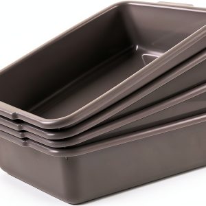 Ramddy Grey Commercial Bus Tubs, 13 L Plastic Dish Pans, 4 Packs-0