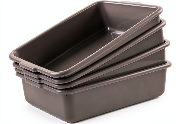 Ramddy Grey Commercial Bus Tubs, 13 L Plastic Dish Pans, 4 Packs-0