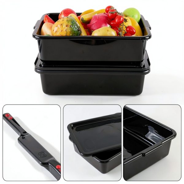13 L Plastic Commercial Bus Tubs with Lid – Gainhope 3‑Pack Black-1