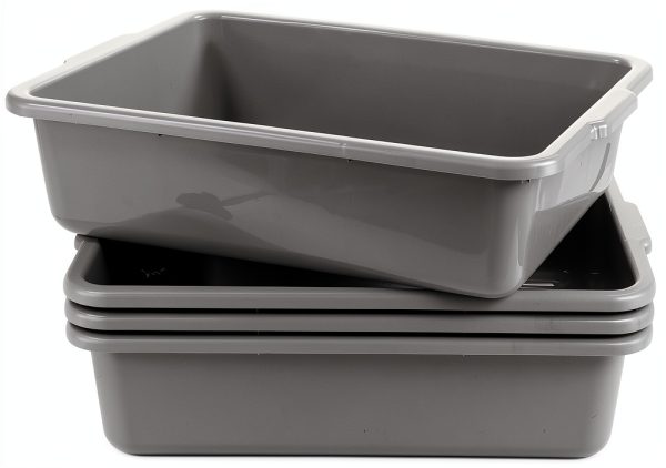 22 L Commercial Bus Tubs Jandsoner 4 Pack Grey Smooth Surface-7