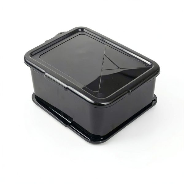 Kekow Plastic Bus Box with Lid, Commercial Bus Tubs with Handle, 3-Pack, Black-2