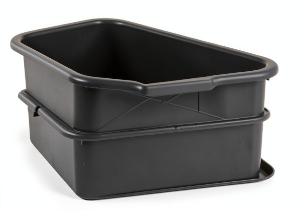 Ramddy Grey Commercial Bus Tubs, 13 L Plastic Dish Pans, 4 Packs-4