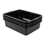 Morcte 4-Pack Plastic Large Commercial Bus Box, 32 L Black Bus Tubs-0