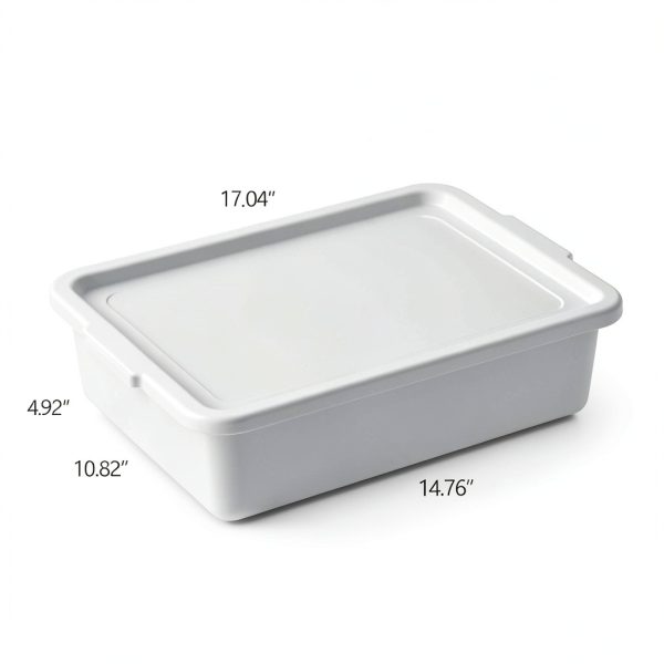 12 Packs Food Service Bus Tubs with Lids, 13 L Commercial Bus Tub, Light Gray-1