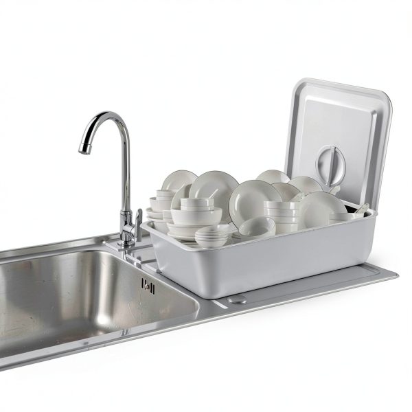 2 Pcs Stainless Steel Bus Tubs with Lid 4" Deep Meat Commercial Tote-5