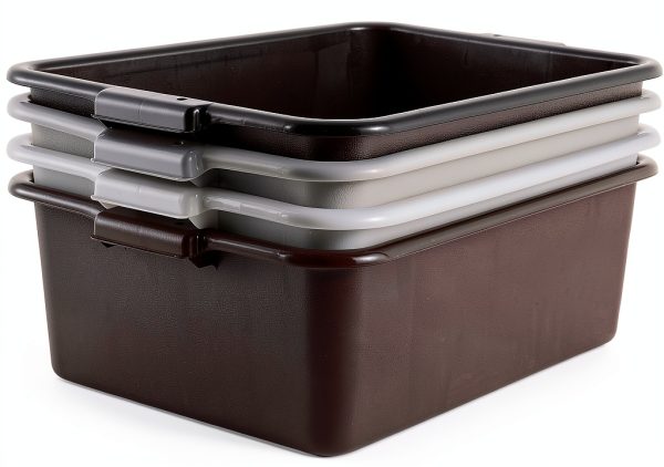 Winco Bus Box Dish Tub for Restaurants, 7", Black-2