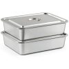 2 Pcs Stainless Steel Bus Tubs with Lid 4" Deep Meat Commercial Tote-0
